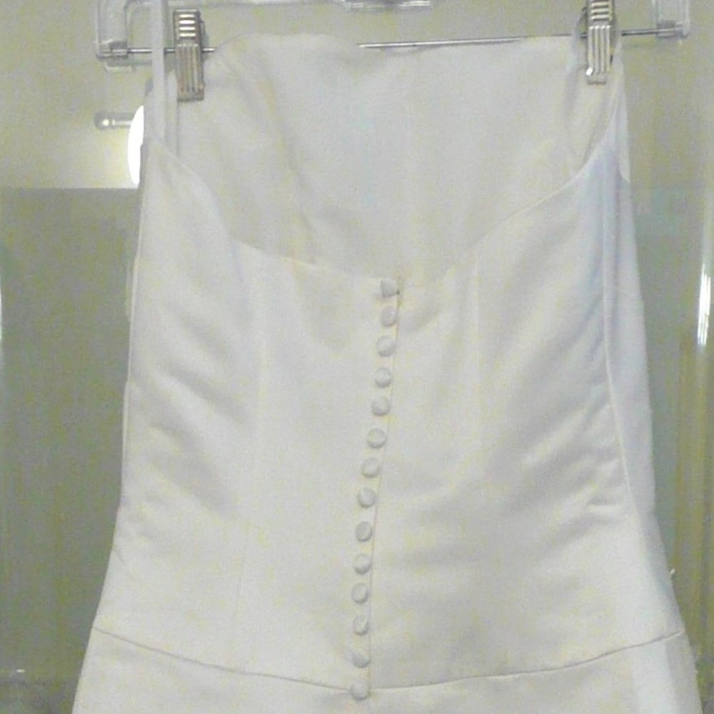 Bella Barmals Wedding Column Dress White Strapless Size 8 Bride